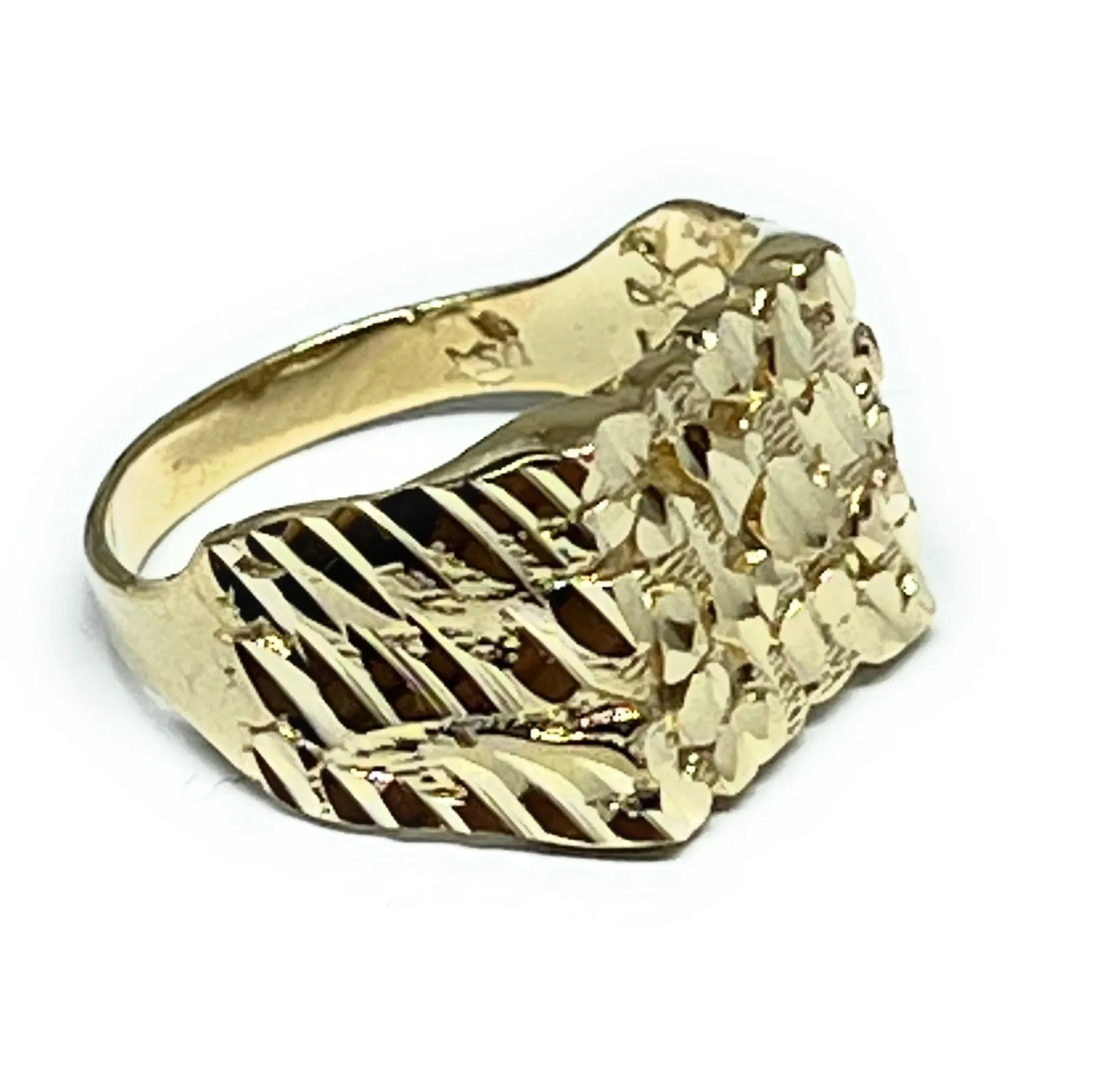 14k Solid Gold Yellow Classic Nugget Ring (MED,LG) (FC)