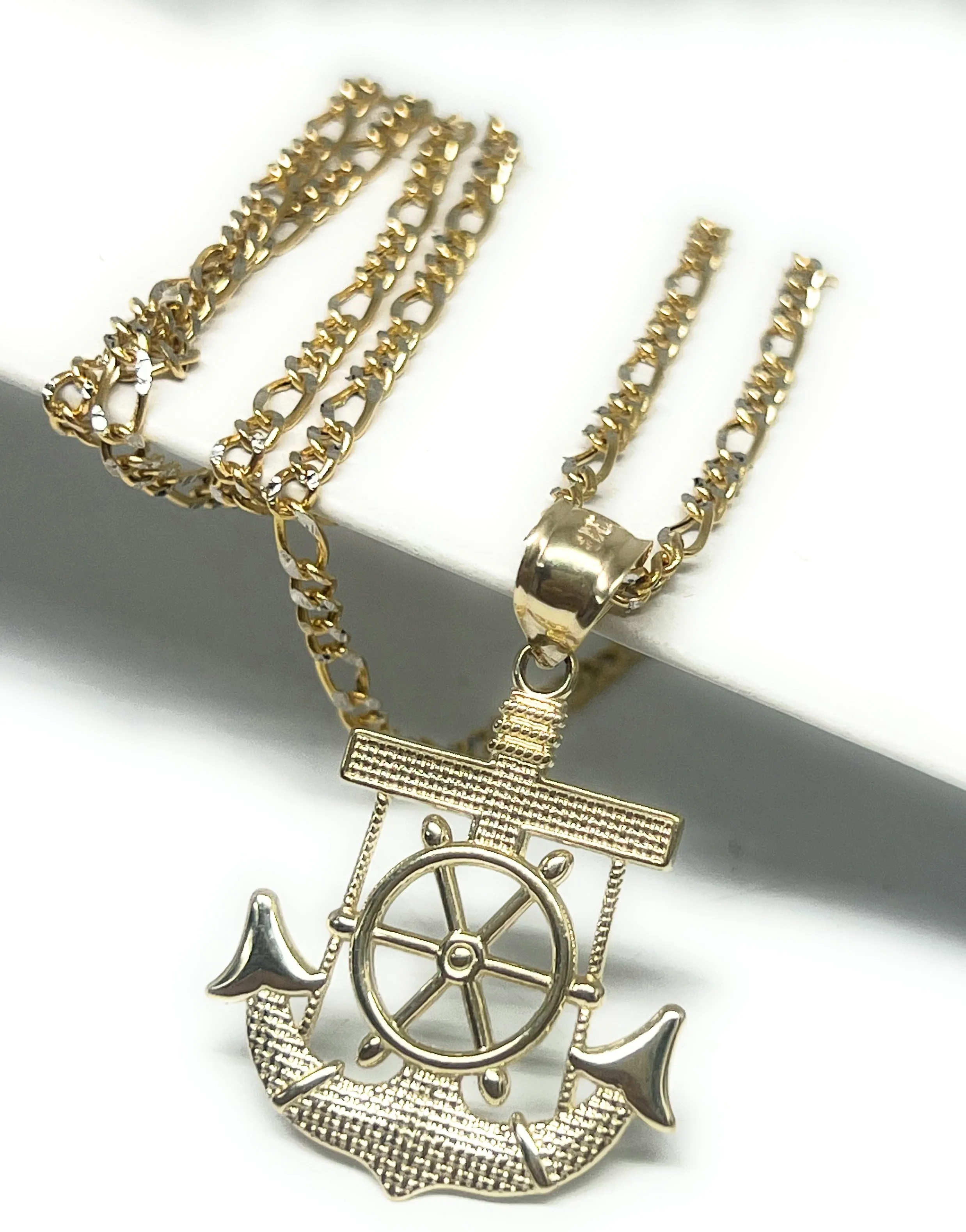 14k Solid Gold Yellow Classic Plain ANCHOR Pendant Necklace