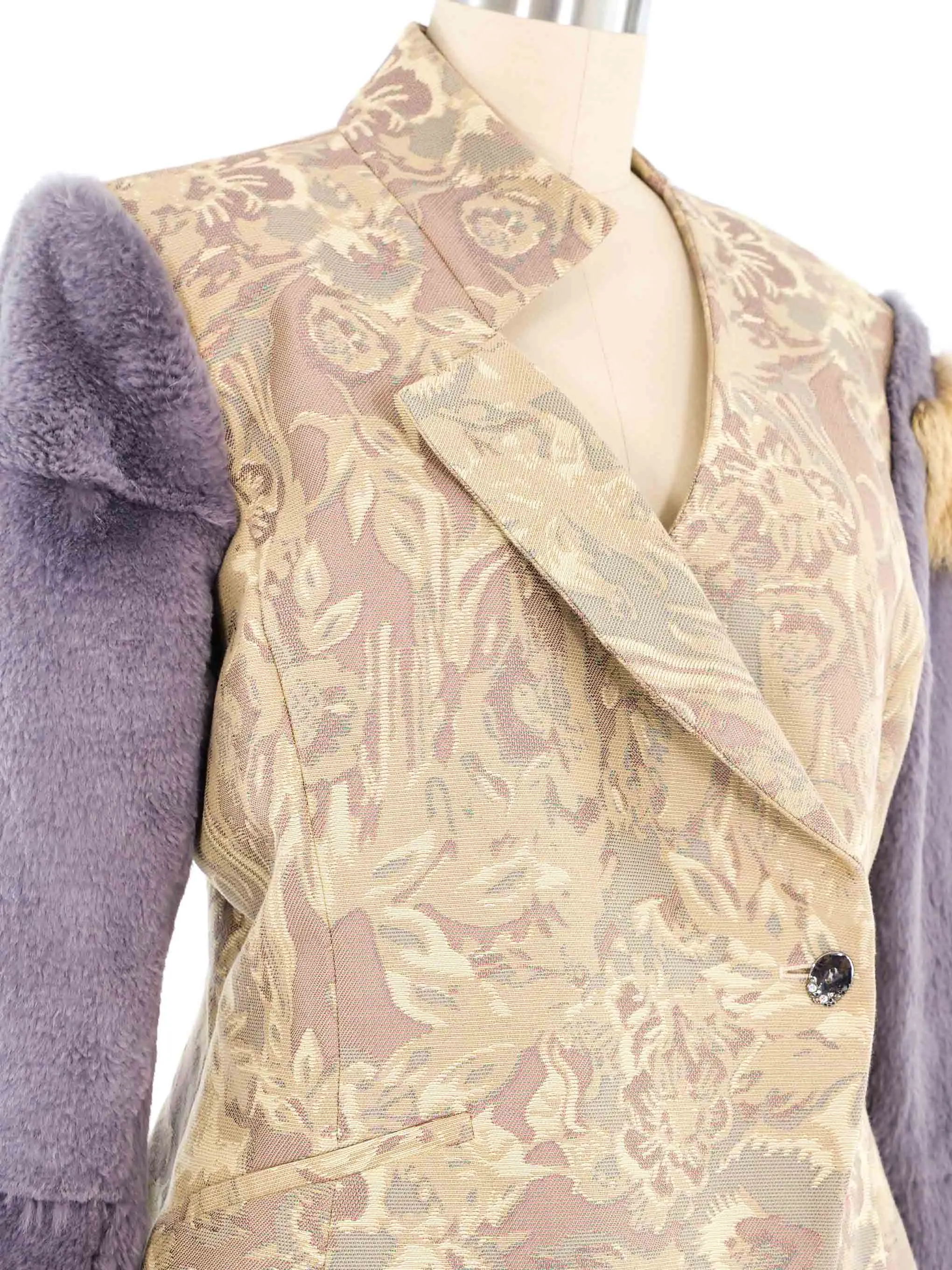 2001 Christian Lacroix Fur Trimmed Brocade Jacket