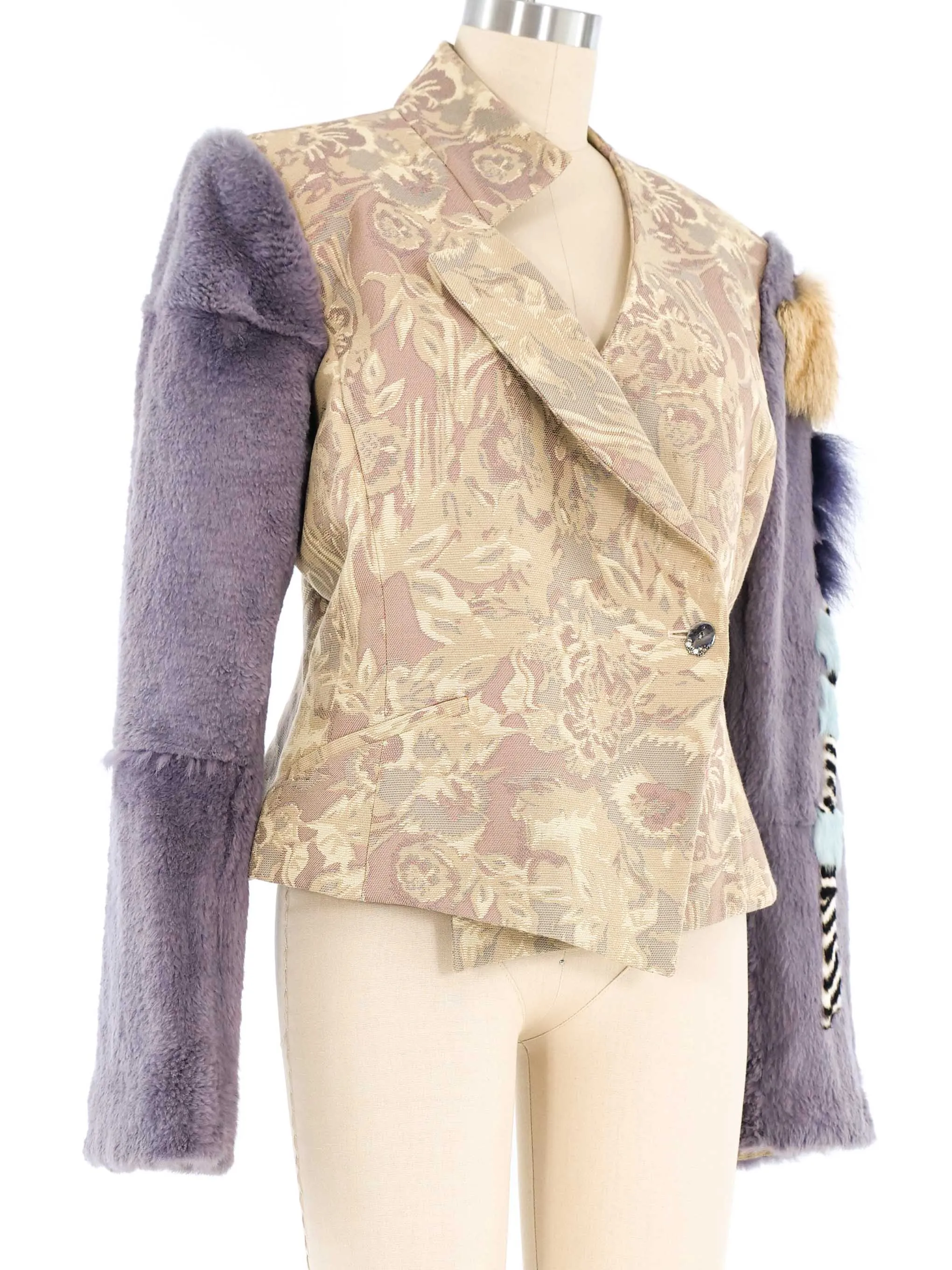 2001 Christian Lacroix Fur Trimmed Brocade Jacket