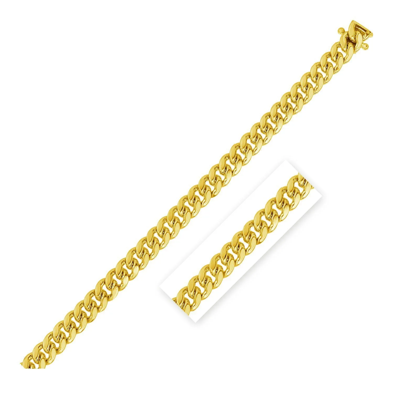 4.0mm 14k Yellow Gold Classic Solid Miami Cuban Chain-rx33764-24