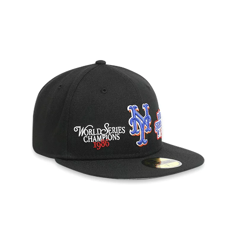 [60185216] New York Mets Men's Black Fitted Hat