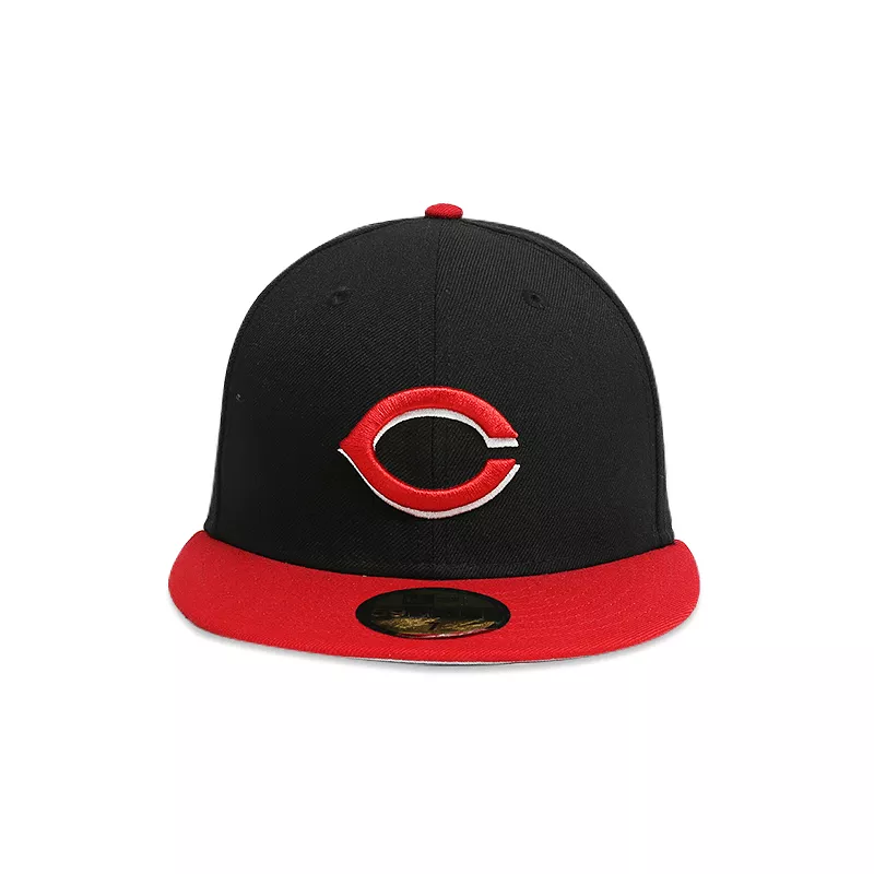 [70073584] Cincinnati Reds Black Men's Fitted Hat