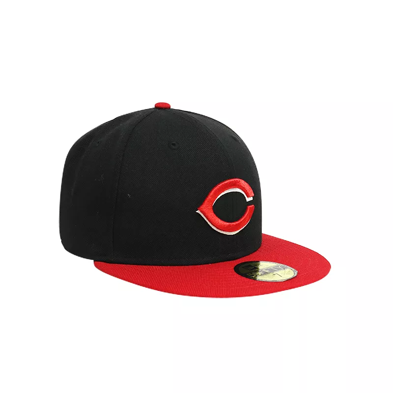 [70073584] Cincinnati Reds Black Men's Fitted Hat