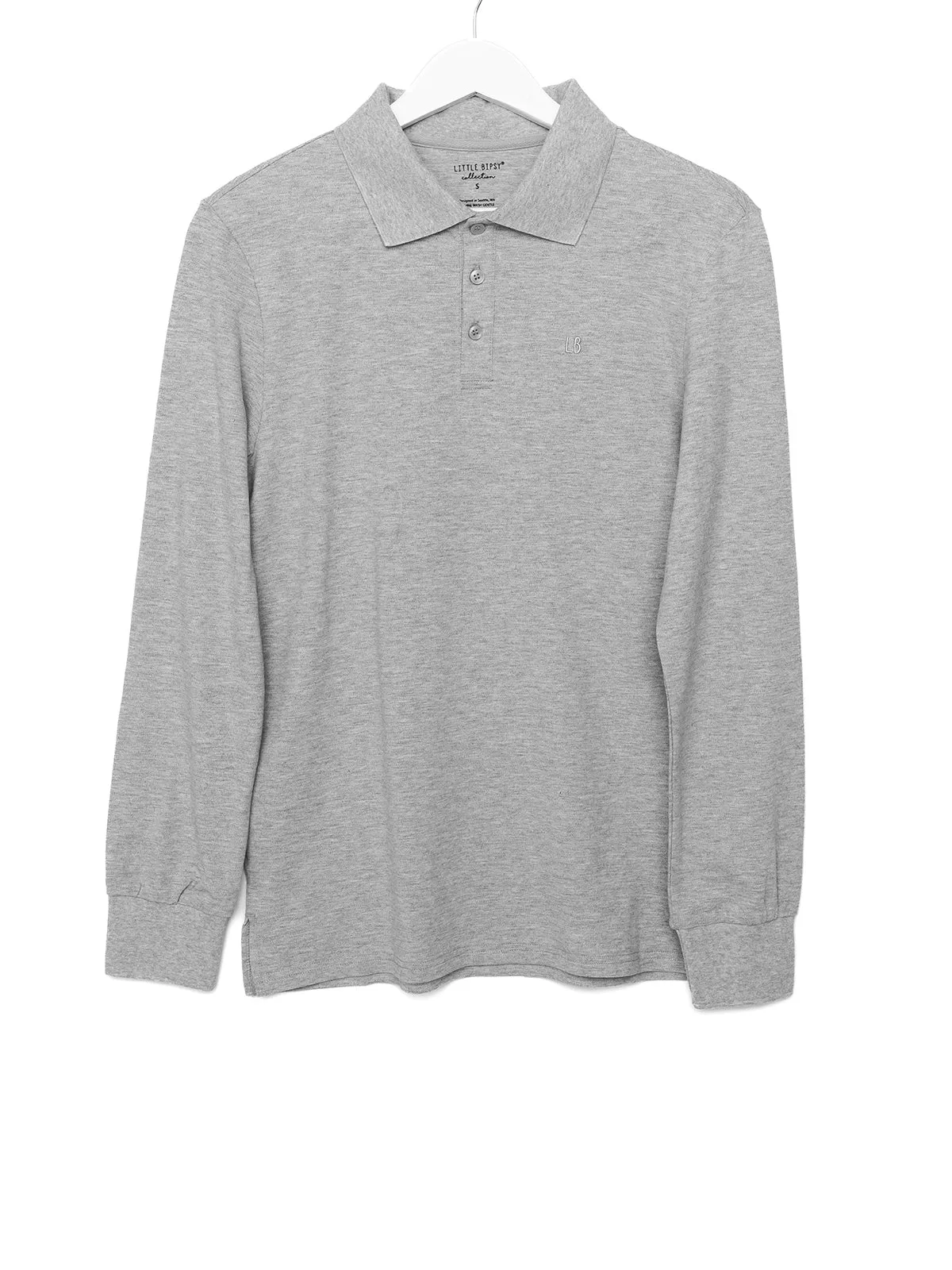 Adult Basic Long Sleeve Polo Shirt - Grey