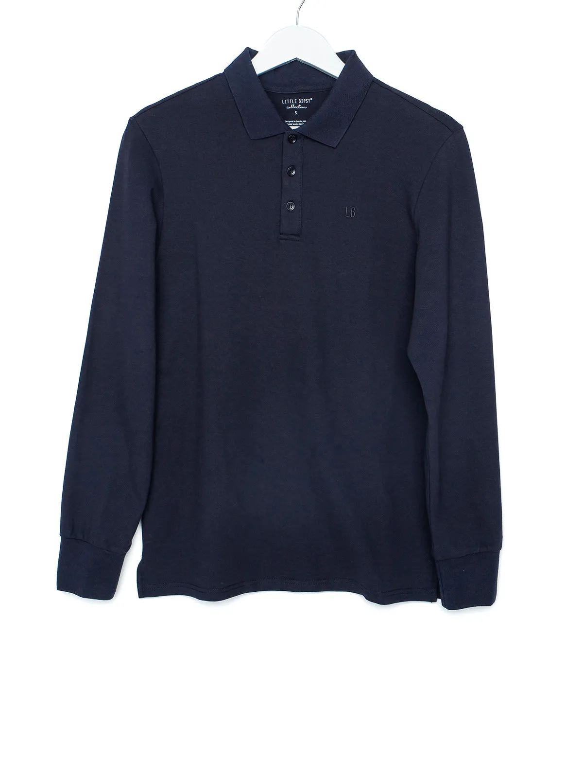 Adult Basic Long Sleeve Polo Shirt - Navy