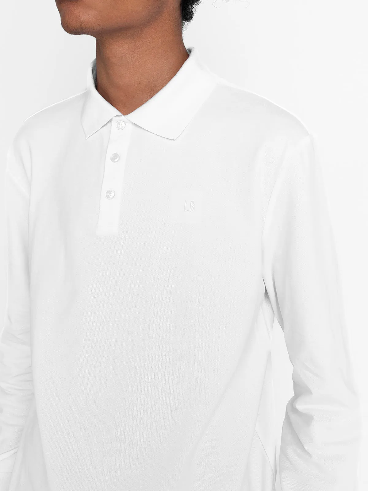 Adult Basic Long Sleeve Polo Shirt - White