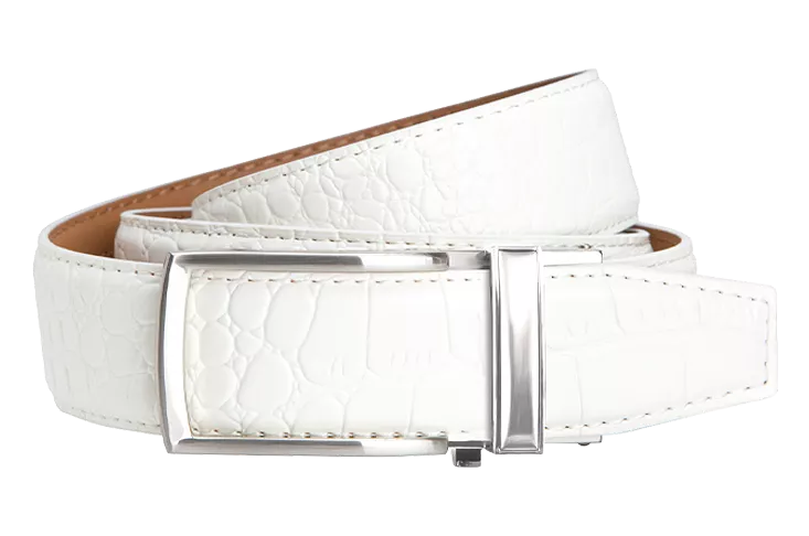 Alligator White V2, 1 3/8 Strap, Dress Belt