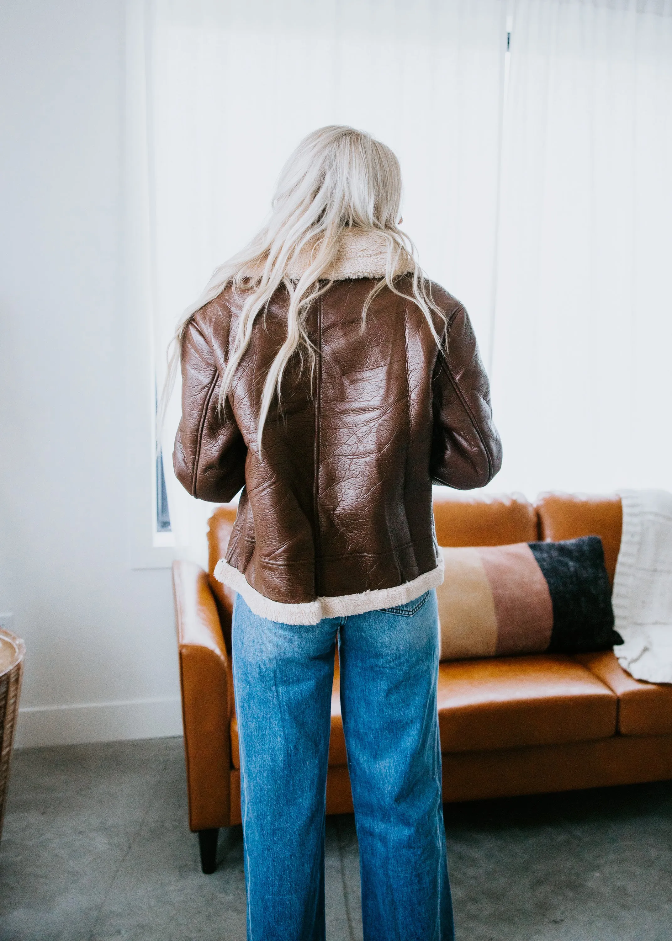 Asher Faux Leather Shearling Jacket