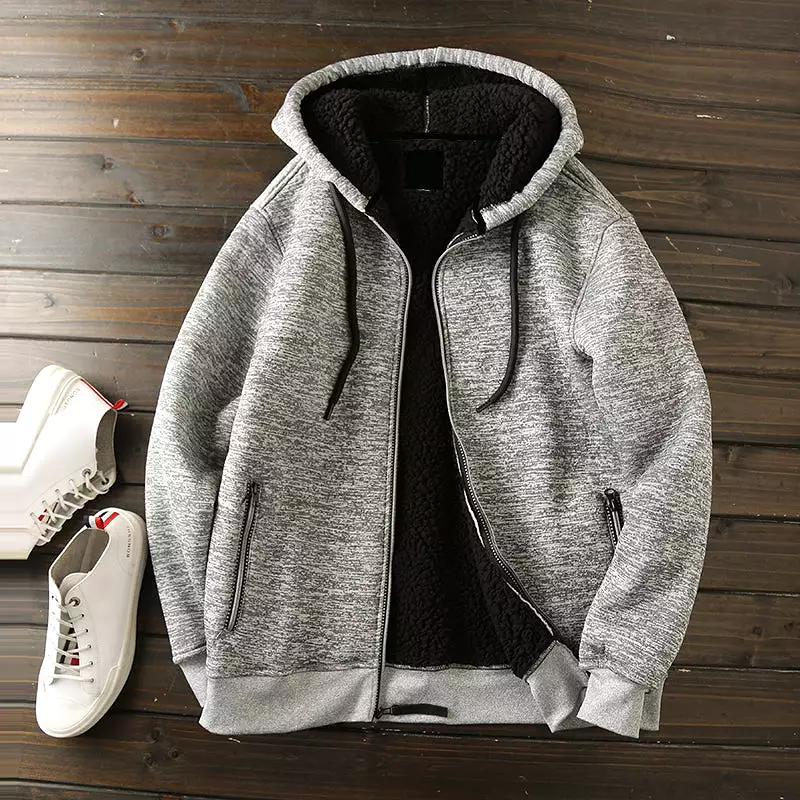 Autumn and winter mens Hoodie Plus fleece and thicken  sports hooded sweatshirt jacket