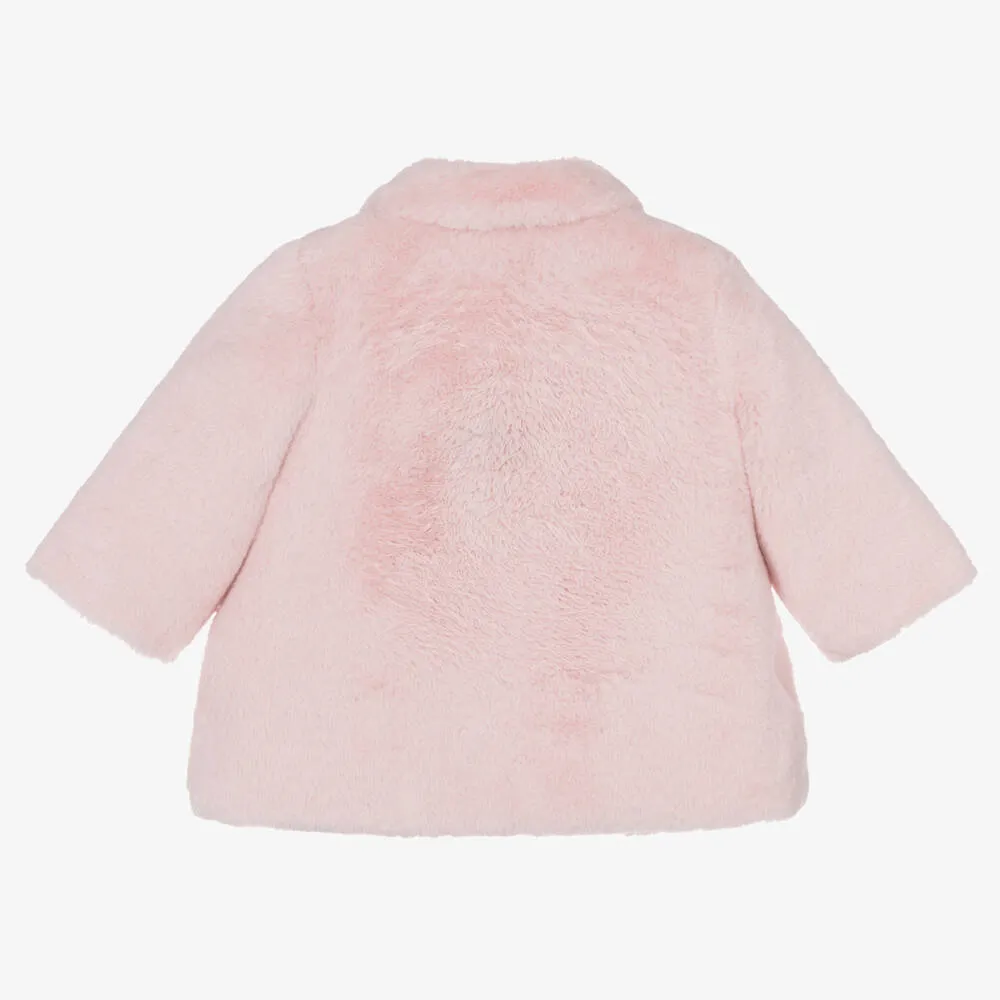 Baby Girls Pink Faux Fur Coat