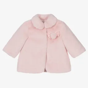 Baby Girls Pink Faux Fur Coat