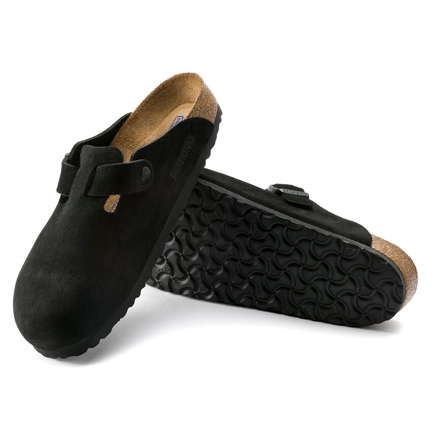 Birkenstock Boston Soft Footbed - Black Suede