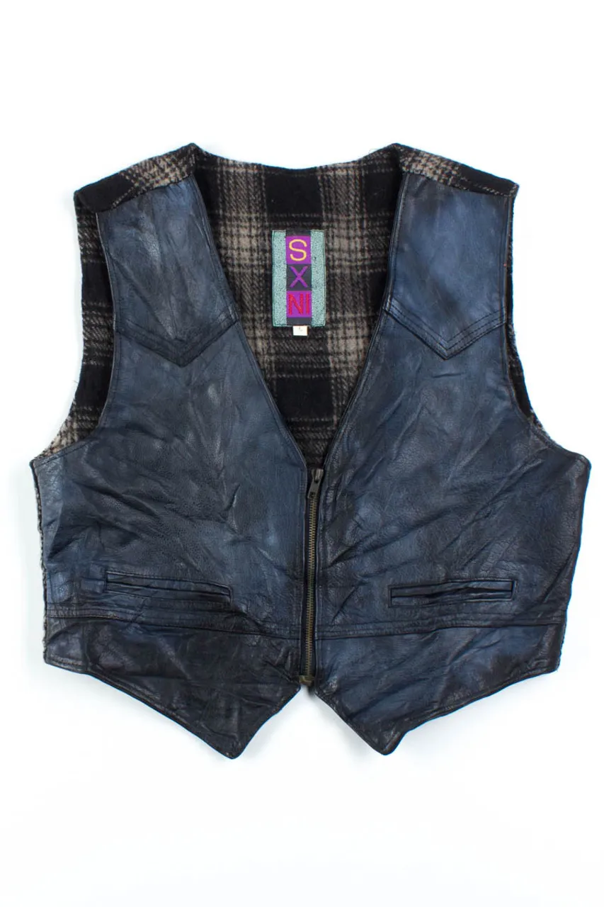 Black Leather & Flannel Vest