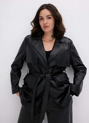 bonprix Belted Pleather Coat