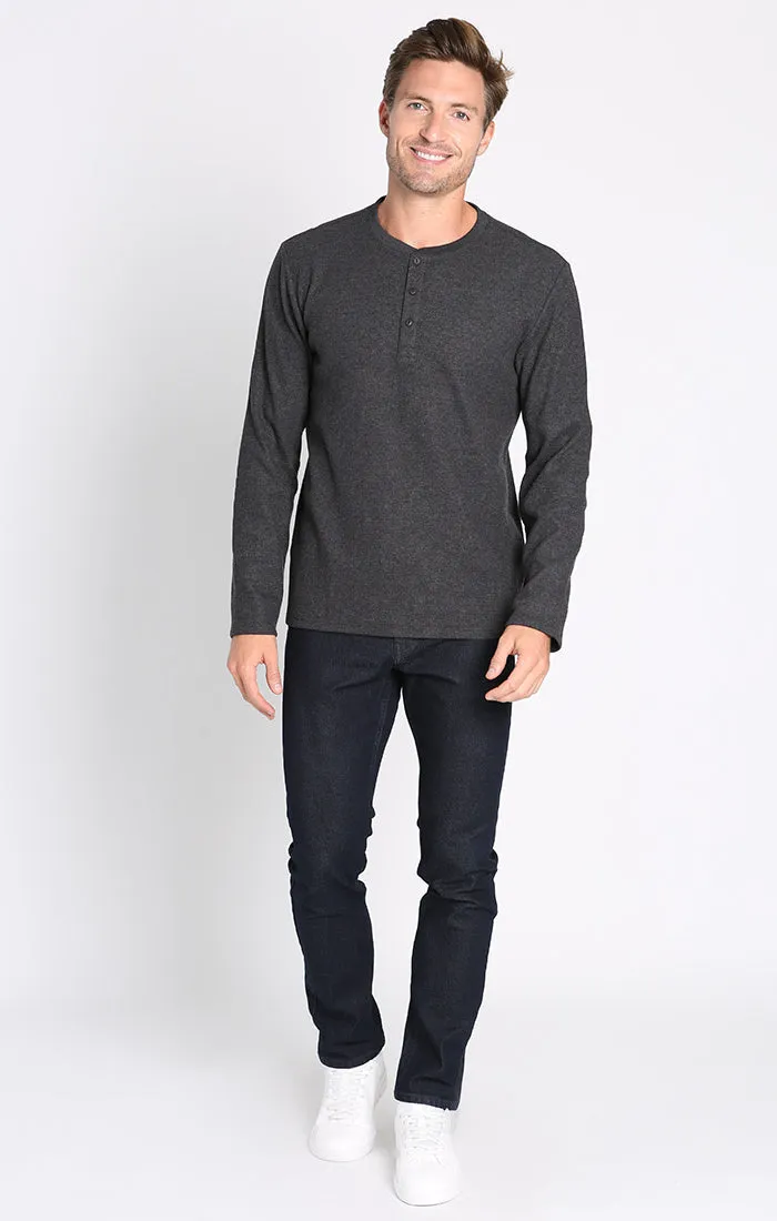 Brushed Waffle Long Sleeve Henley