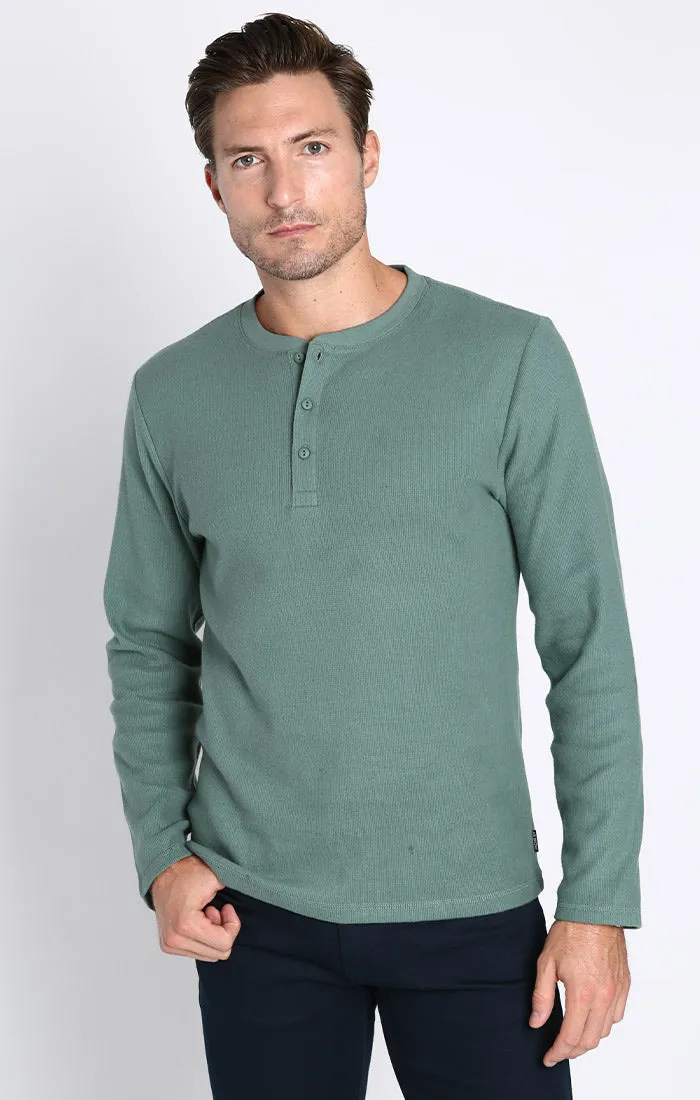 Brushed Waffle Long Sleeve Henley