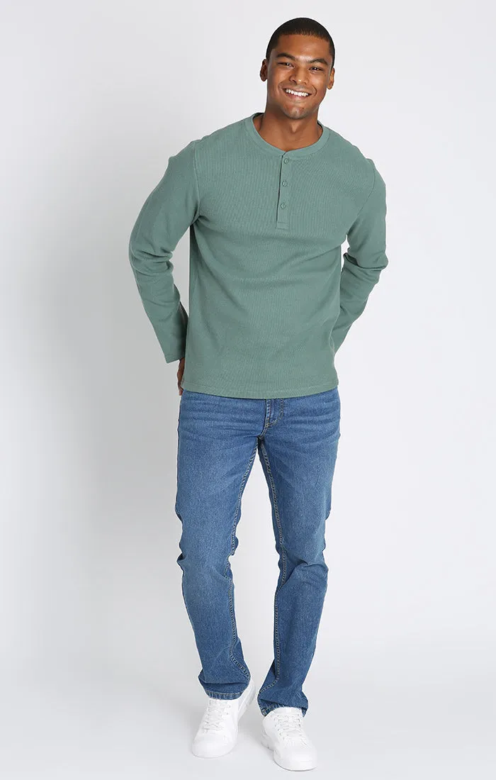 Brushed Waffle Long Sleeve Henley