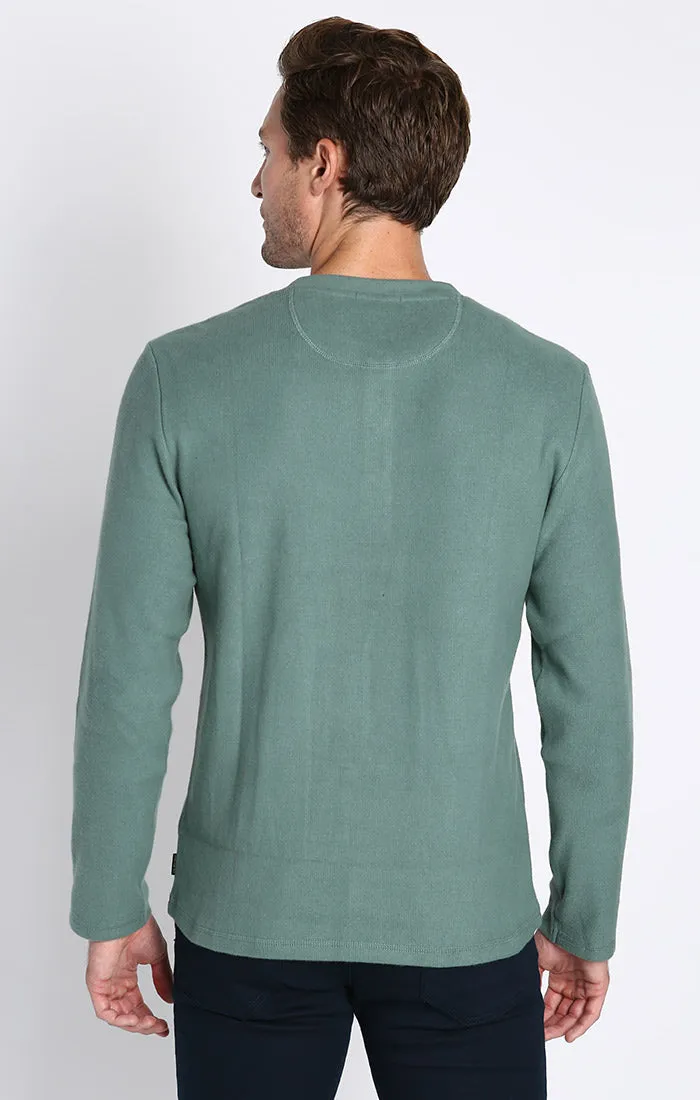 Brushed Waffle Long Sleeve Henley