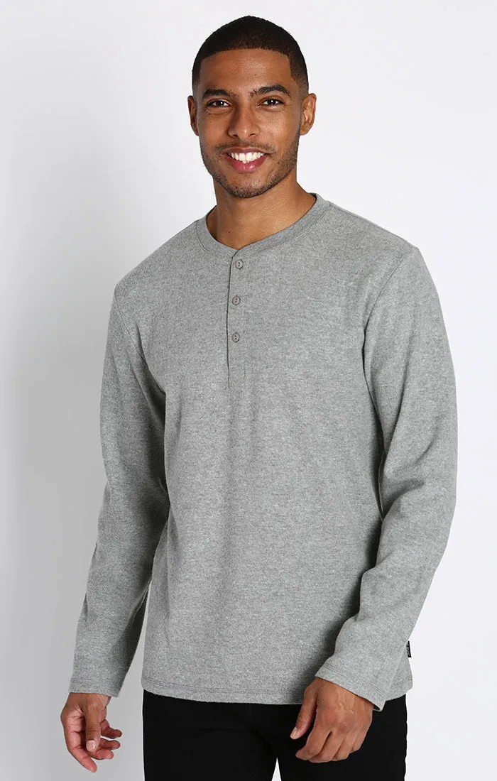 Brushed Waffle Long Sleeve Henley