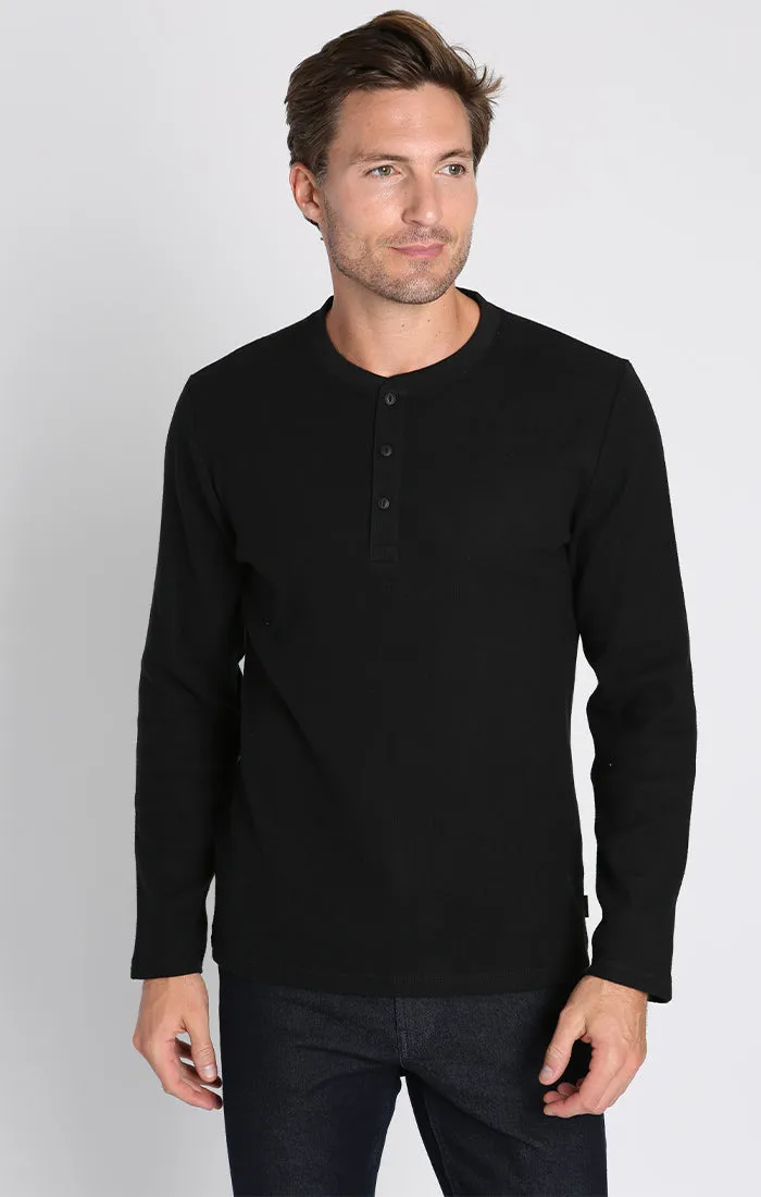 Brushed Waffle Long Sleeve Henley