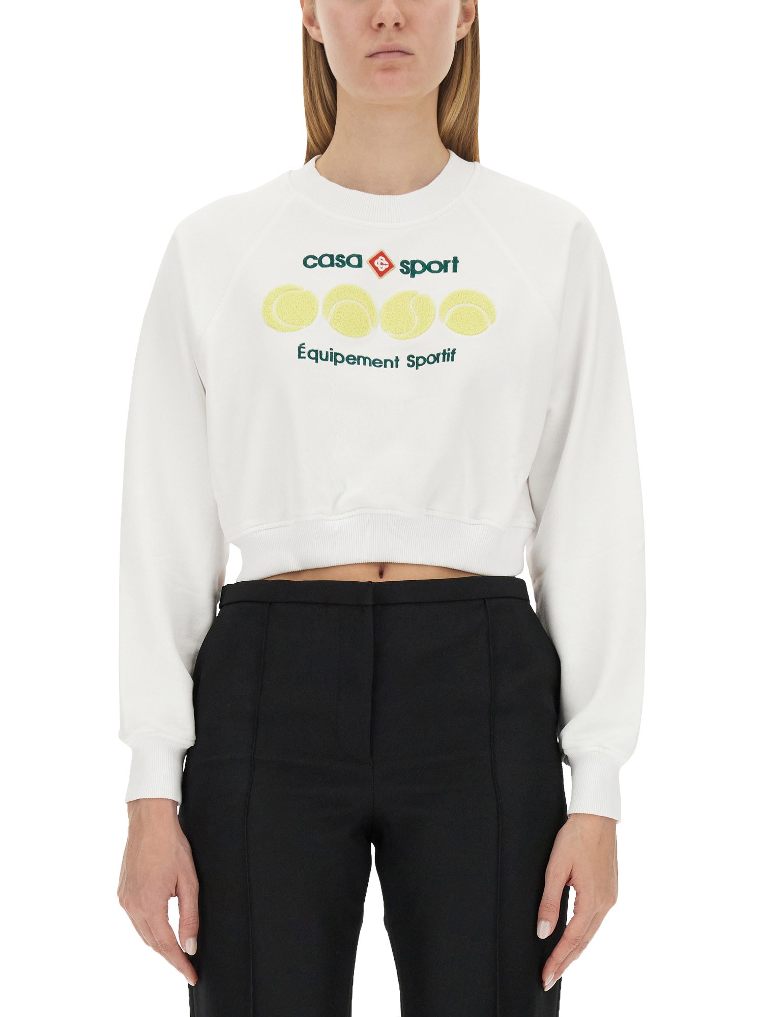 CASABLANCA    COTTON LOGO CROPPED SWEATSHIRT