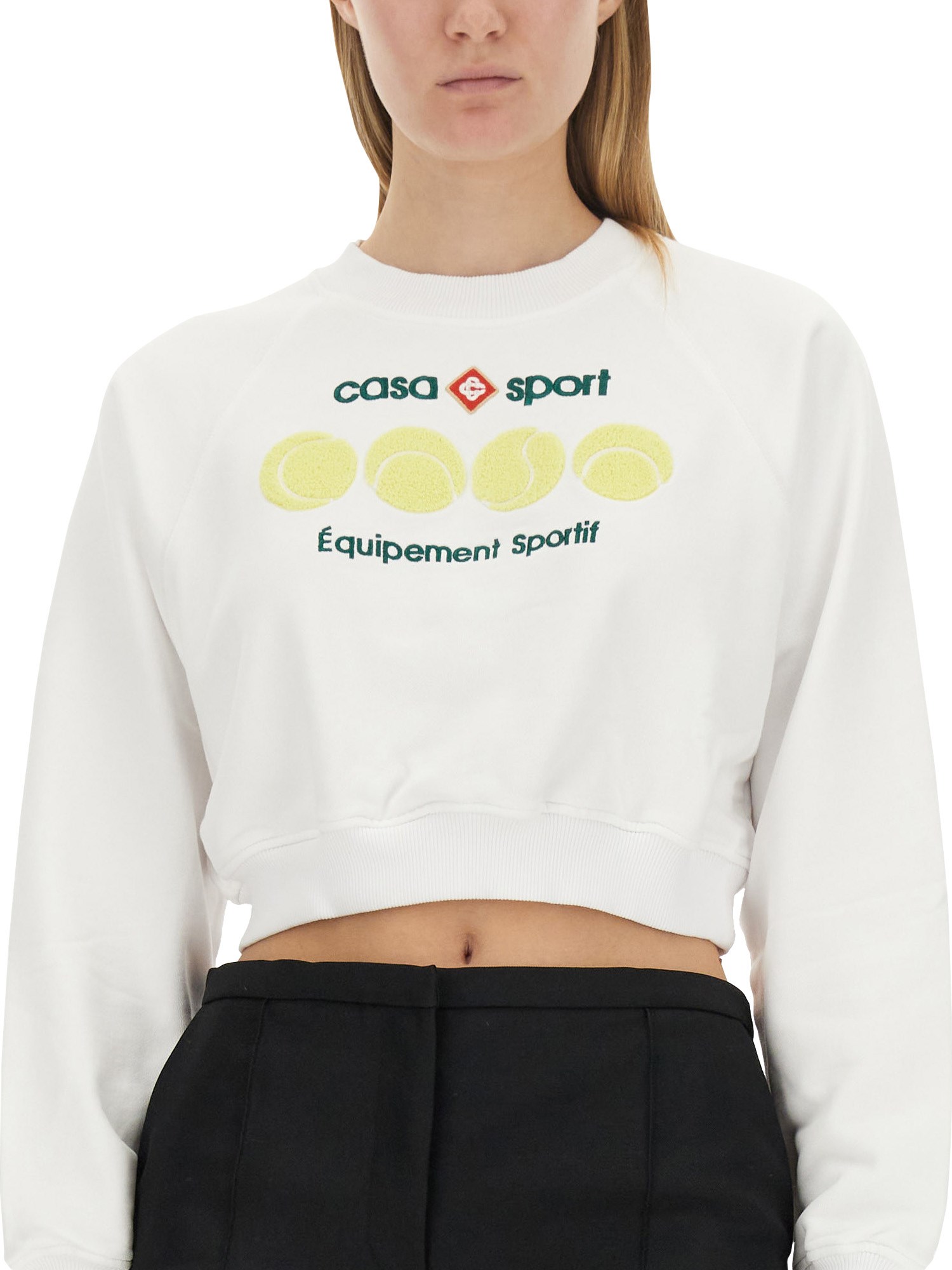 CASABLANCA    COTTON LOGO CROPPED SWEATSHIRT