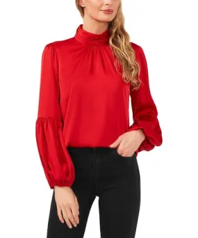 CeCe Mock Neck Blouson Sleeve Blouse