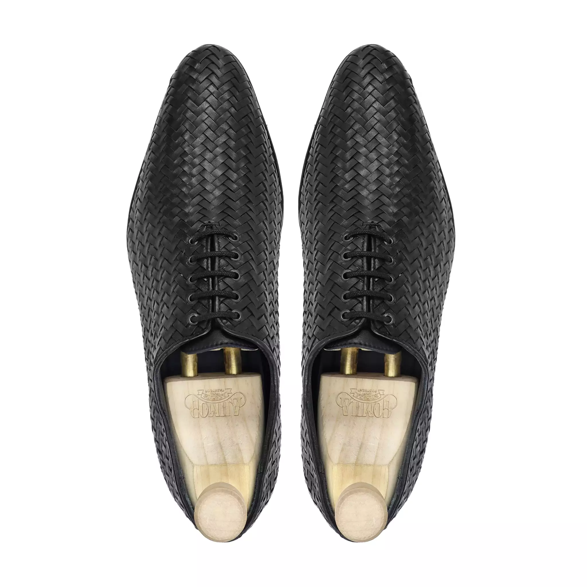 Ceria - Men's Black Hand Woven Calf Leather Wholecut Shoe