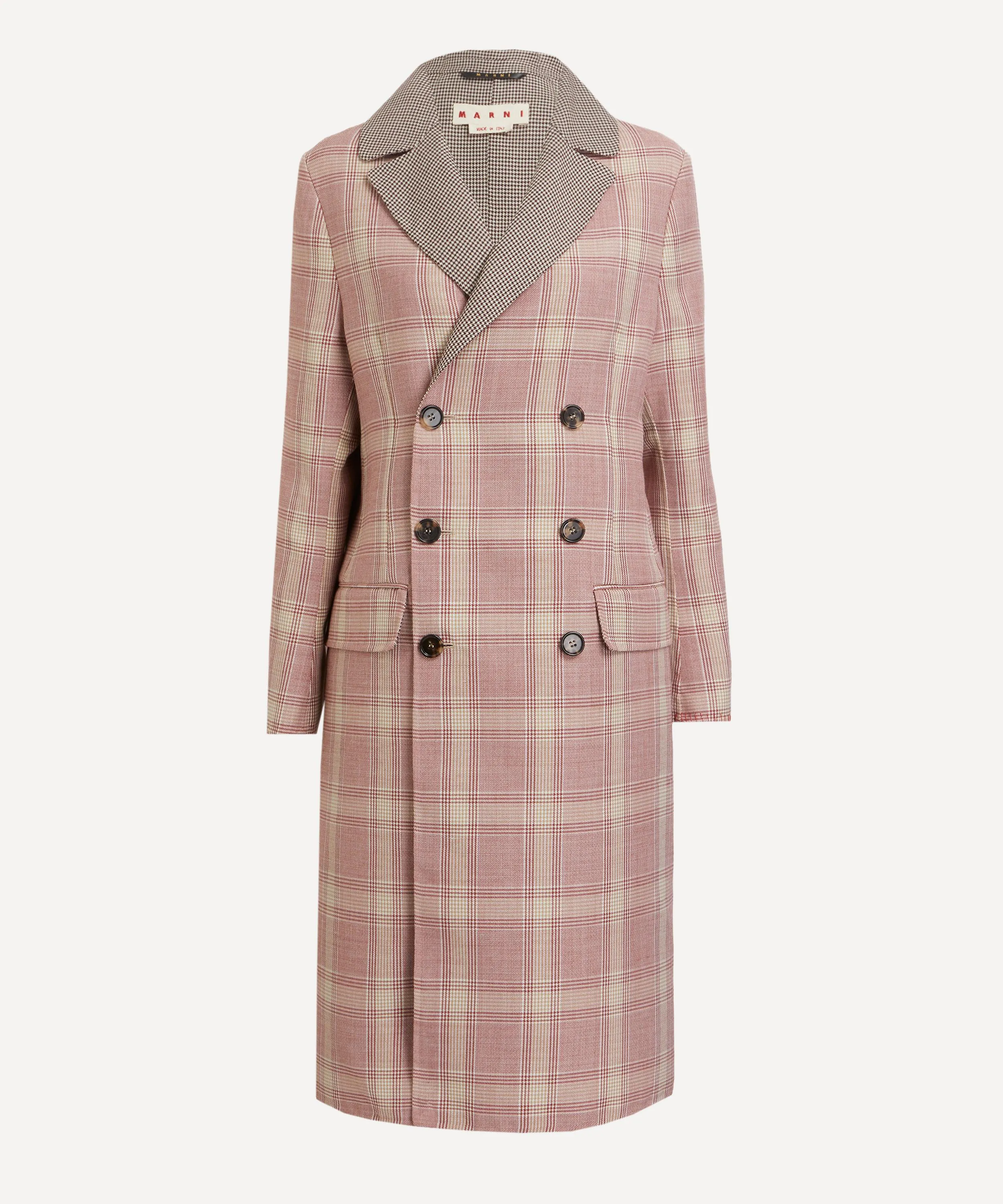 Checked Longline Double-Breasted Coat