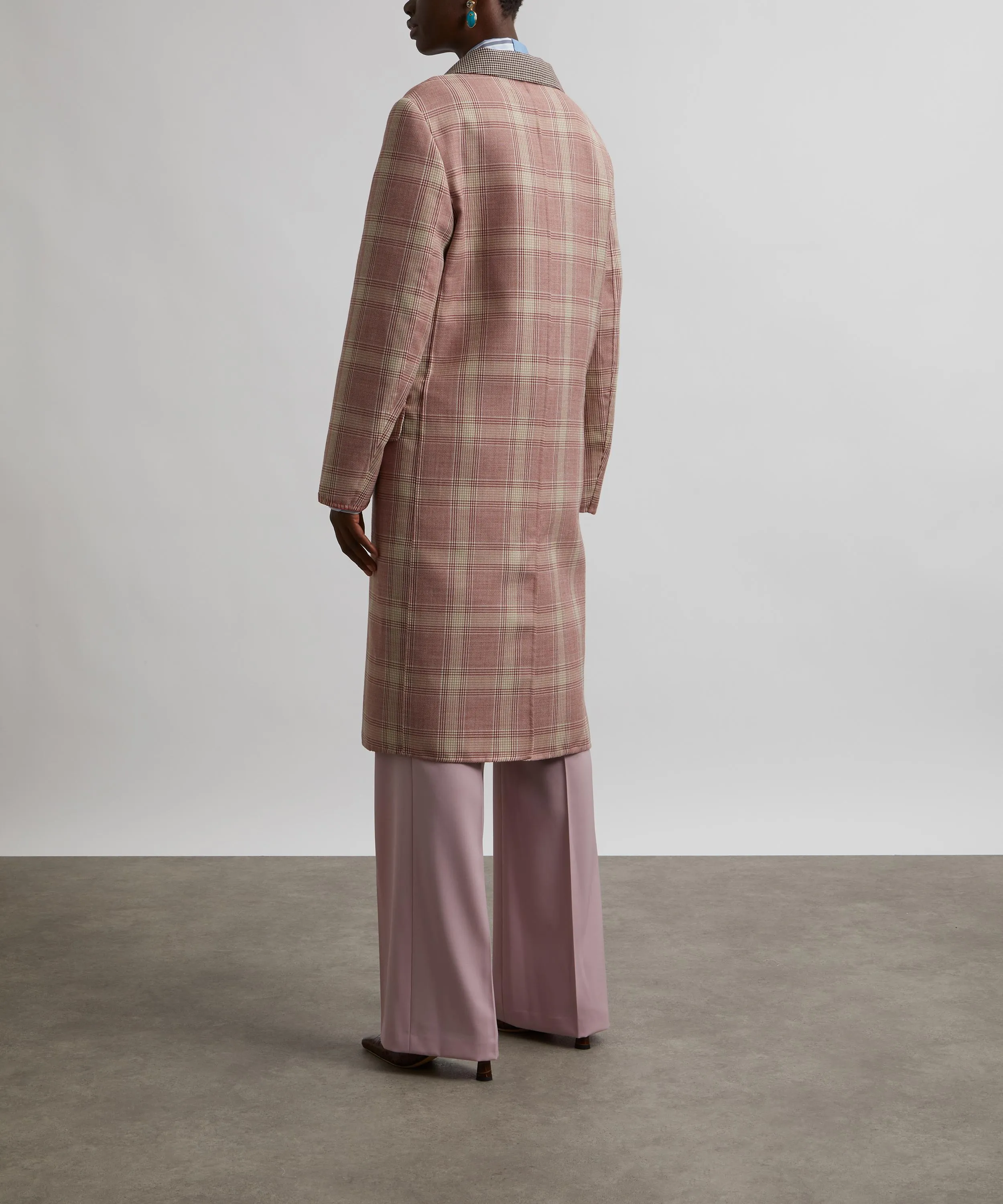 Checked Longline Double-Breasted Coat