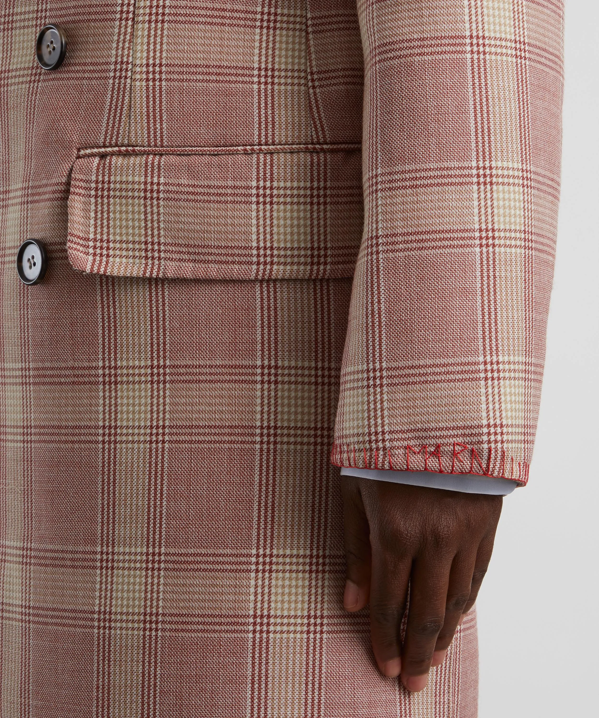 Checked Longline Double-Breasted Coat