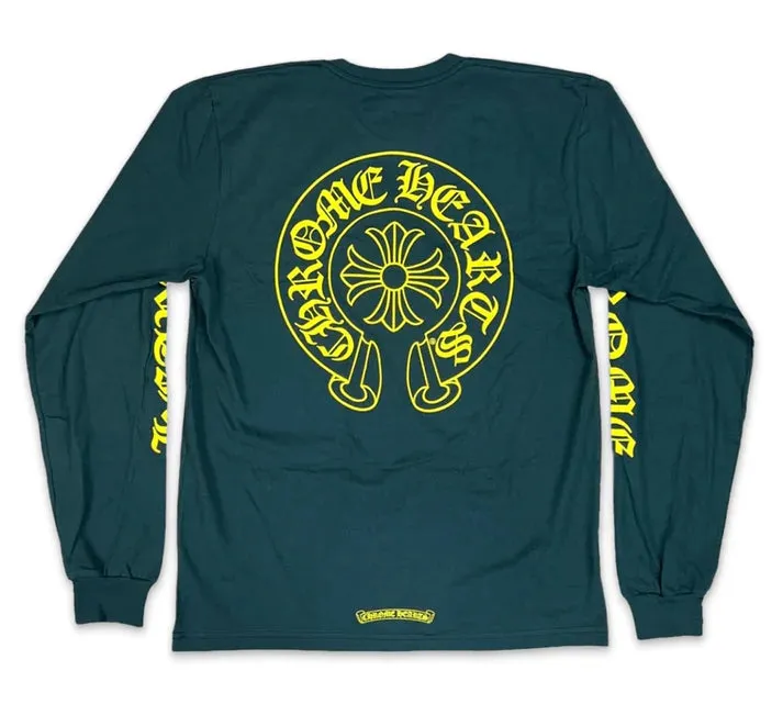 Chrome Hearts Horseshoe Long Sleeve Tee Shirt Green