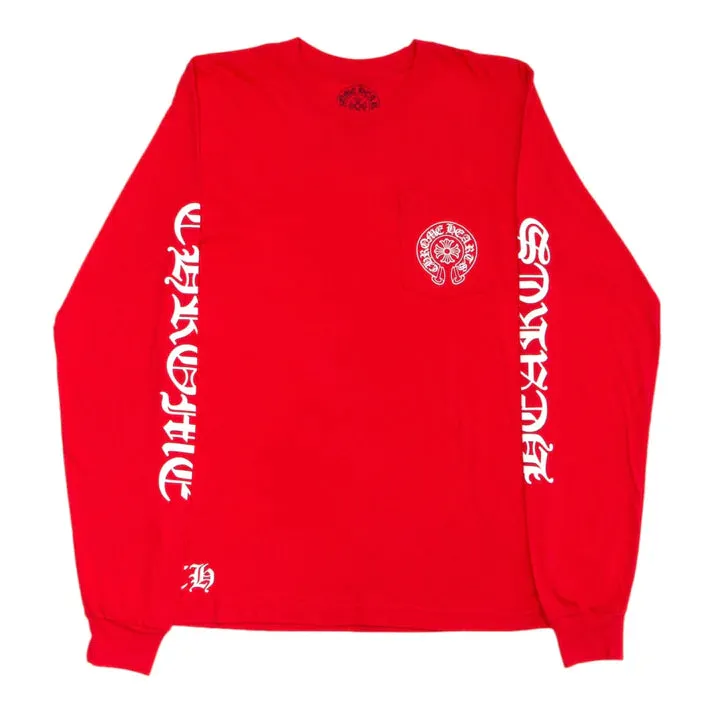 Chrome Hearts Horseshoe Long Sleeve Tee Shirt Red