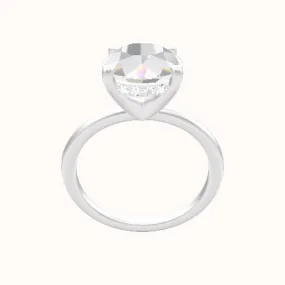 Classic Solitaire Engagement Ring With V Prong with Hidden Halo Head