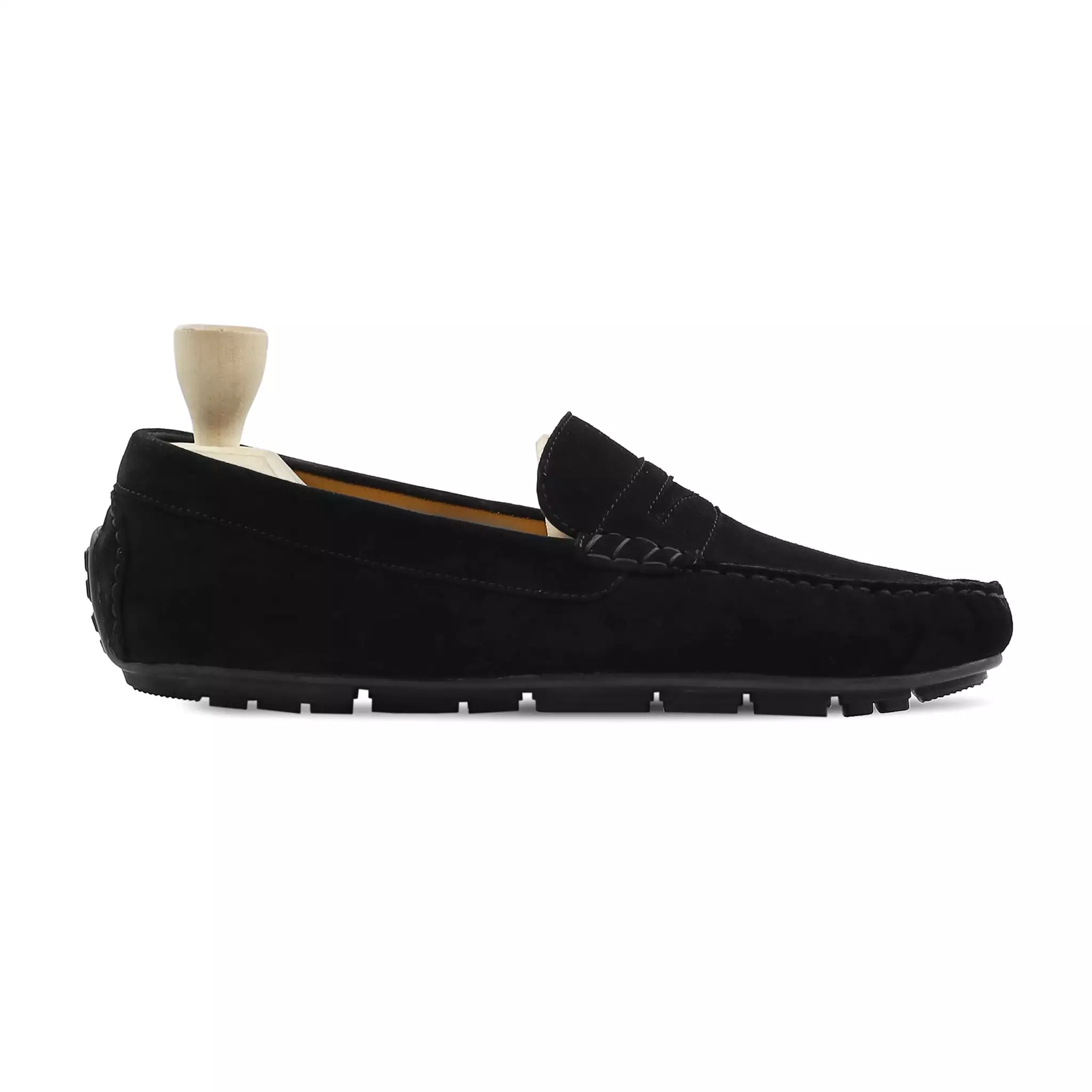 Cornwall - Men's Black Kid Suede Driver So