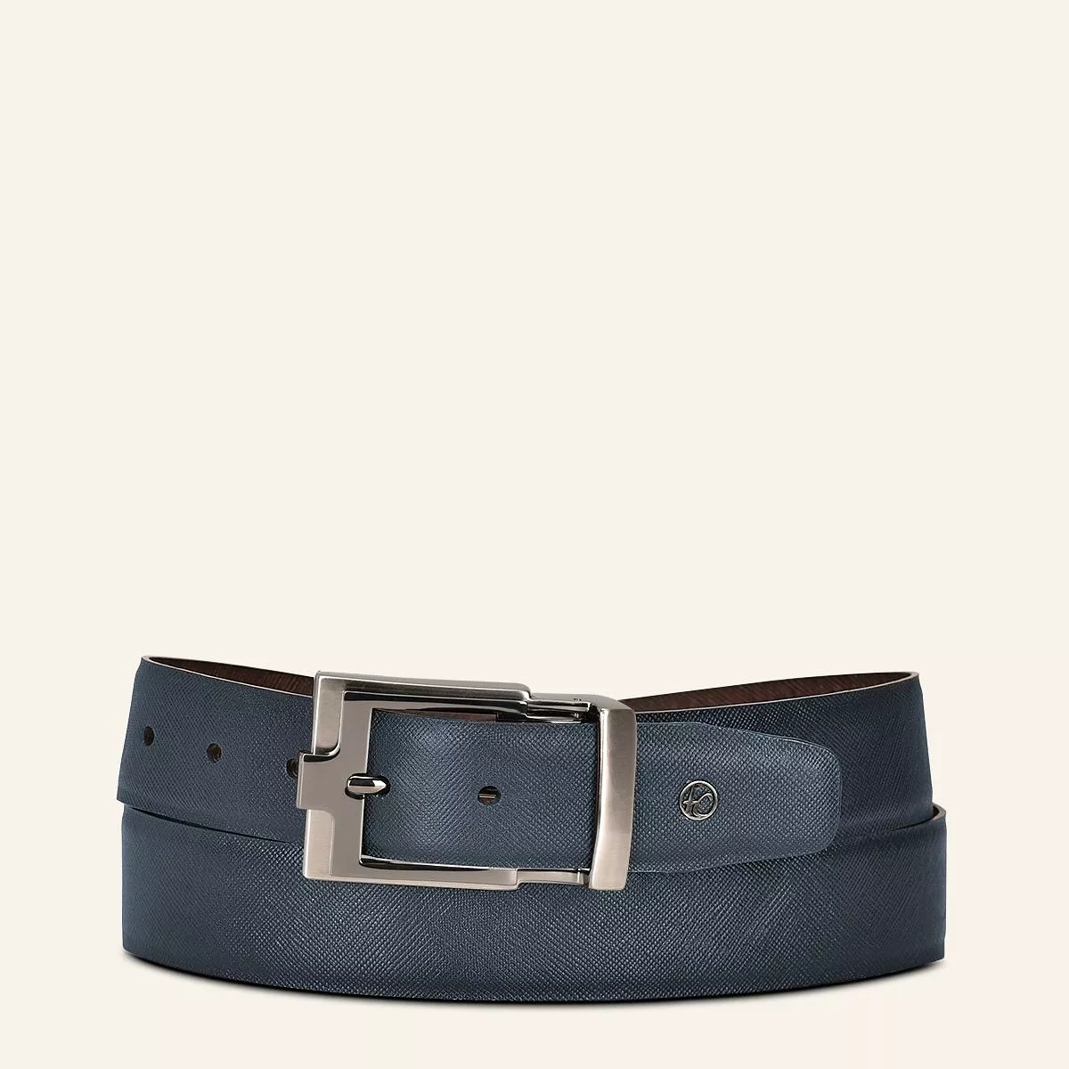 CS552RS - Cuadra blue casual western cowhide leather belt for men.