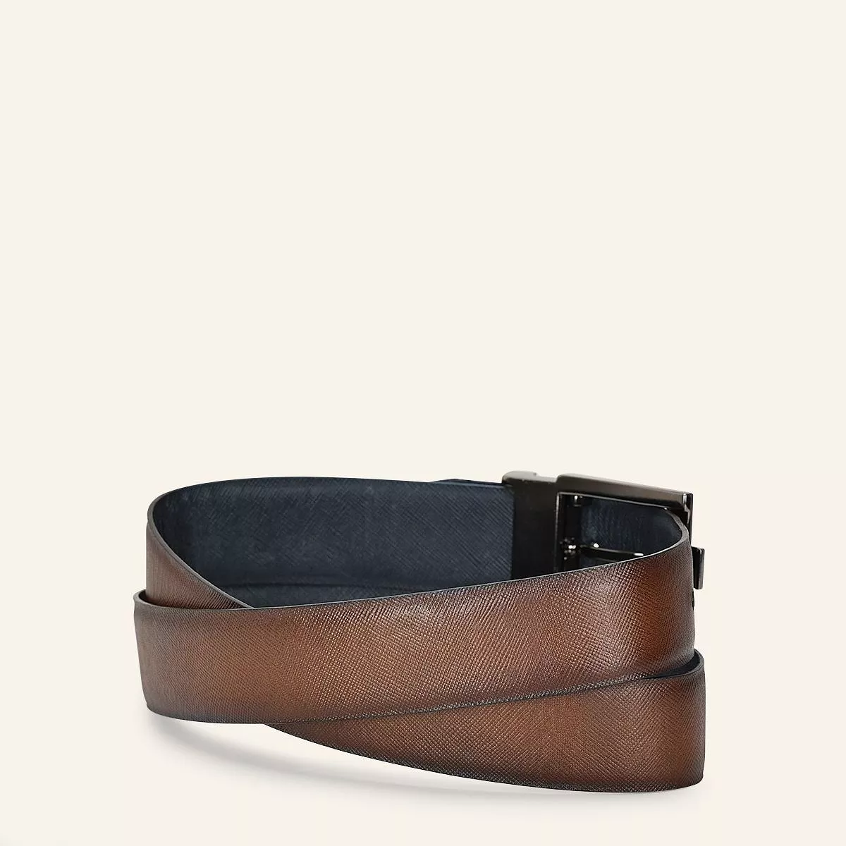 CS552RS - Cuadra blue casual western cowhide leather belt for men.