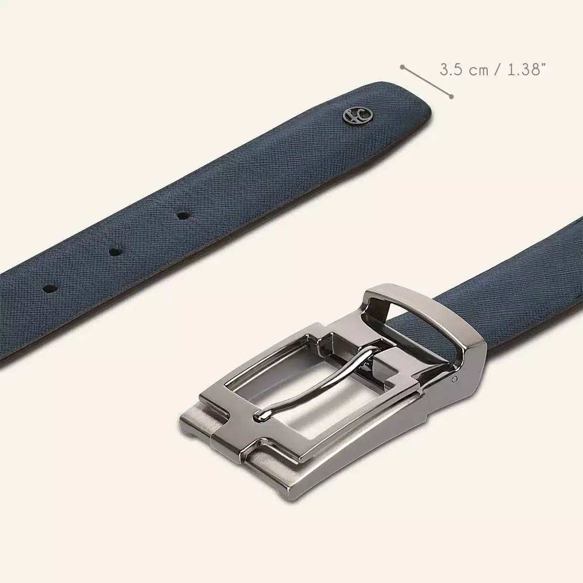 CS552RS - Cuadra blue casual western cowhide leather belt for men.