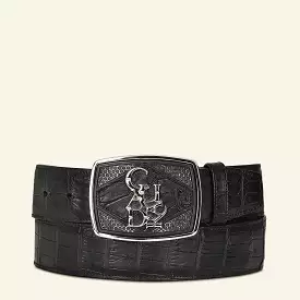 CV500AL - Cuadra black casual fashion alligator leather belt for men