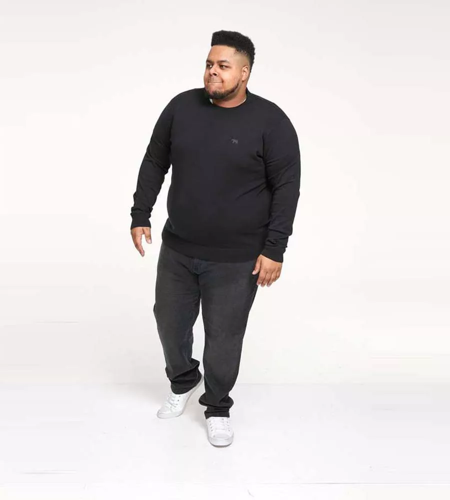 D555 Big Mens Black Crew Neck Sweater (JOVANNI 1)