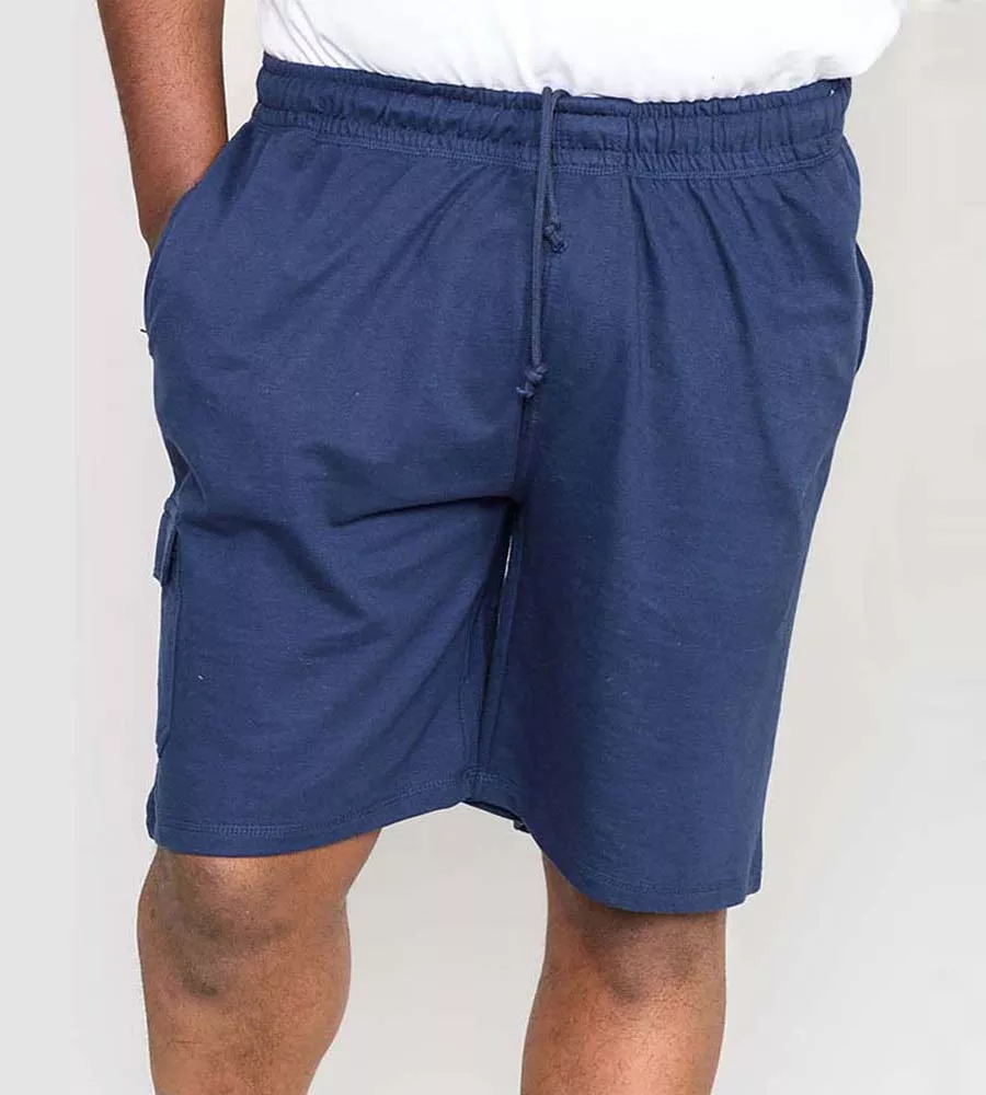 D555 Big Mens Navy Lightweight Fleece Cotton Cargo Shorts (JOHN NAVY)