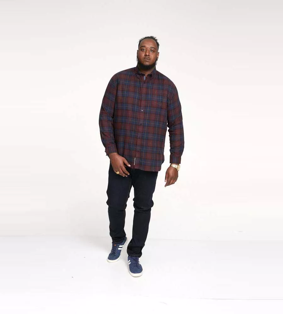 D555 Big Mens Red Flannel Check Shirt With Long Sleeves (THORNWOOD)