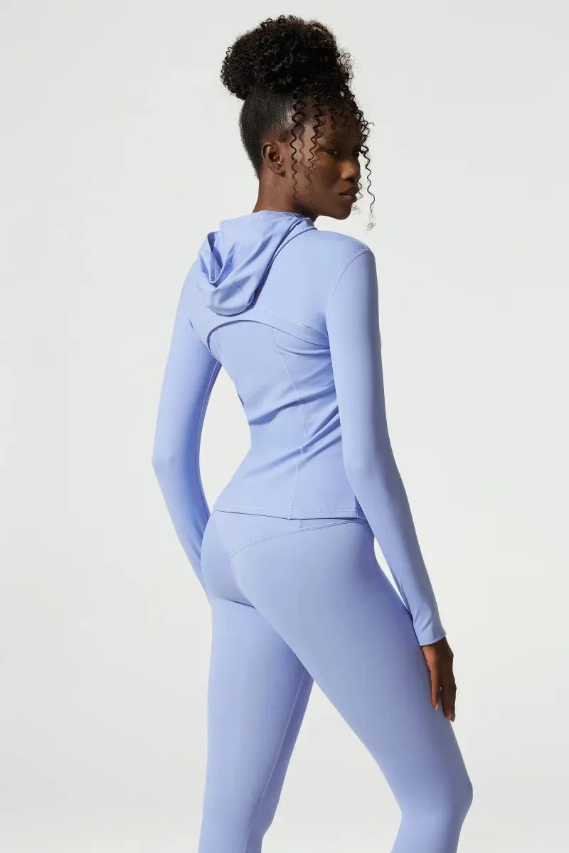 DOINA HOODED LONG SLEEVE SPORTS TOP BLUE