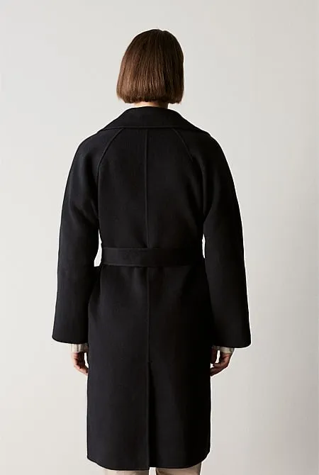 Double Faced Wool Belted Wrap Coat