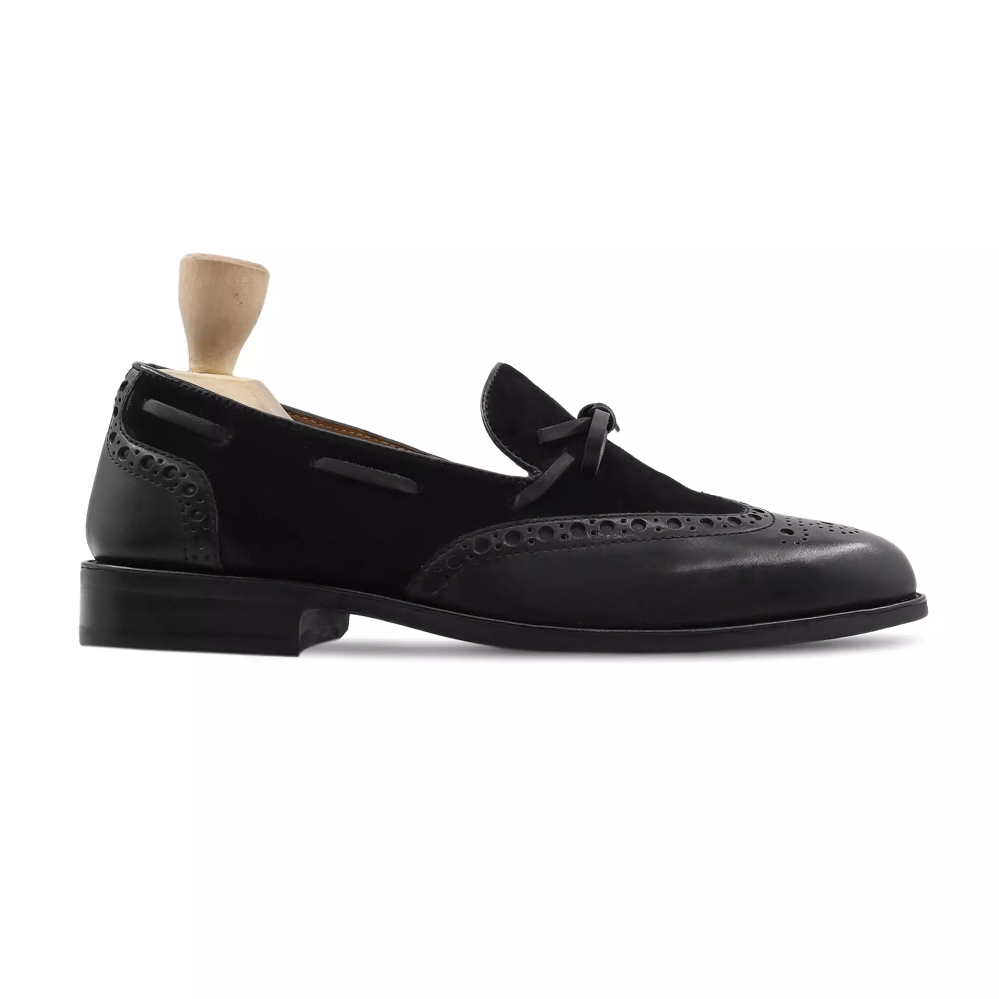 Dubnion - Men's Black Calf Leather And Kid Suede Loafer