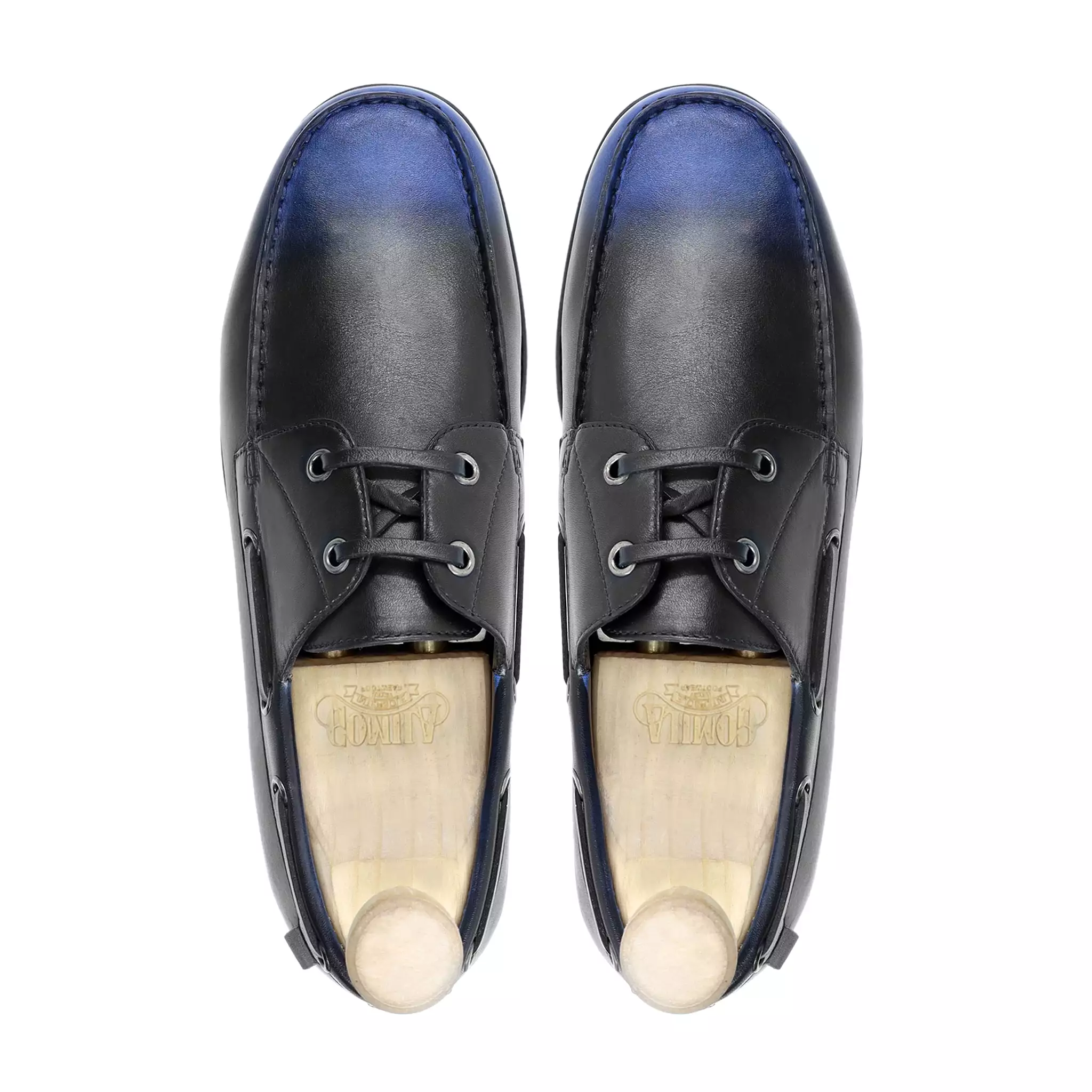 Elblag - Men's Black And Blue Calf Leather Derby Shoe