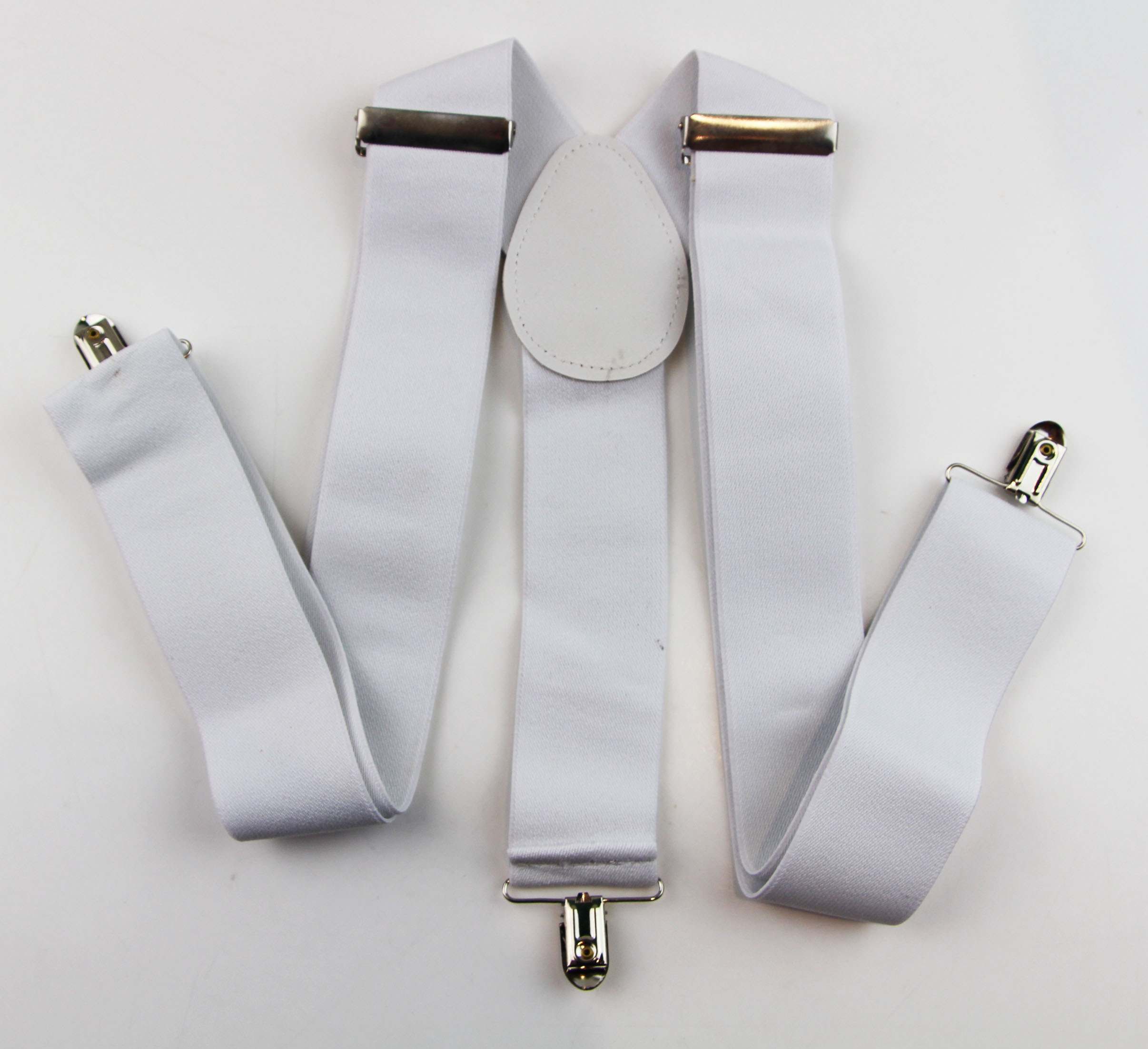 Extra Wide Heavy Duty Adjustable 120cm White Adult Mens Suspenders