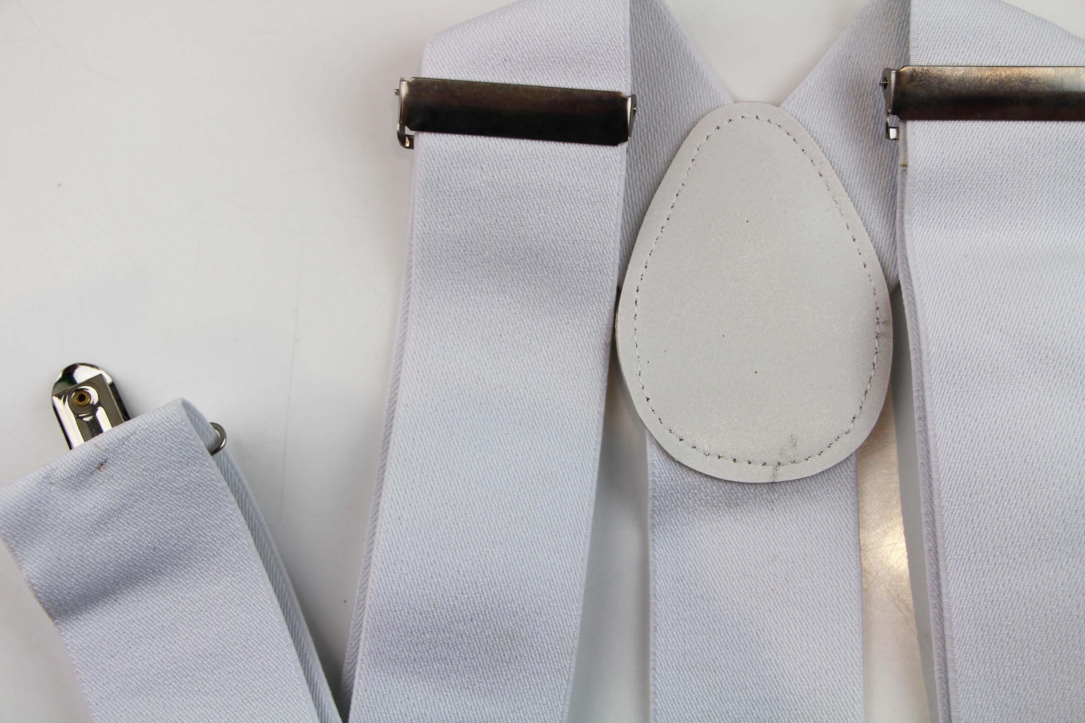 Extra Wide Heavy Duty Adjustable 120cm White Adult Mens Suspenders