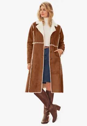 Faux Shearling Midi Coat